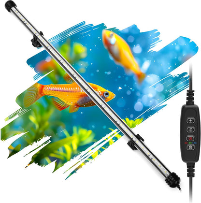 Novique imported underwater aquarium light packaging contents showing the light bar, suction pieces, and user guide.