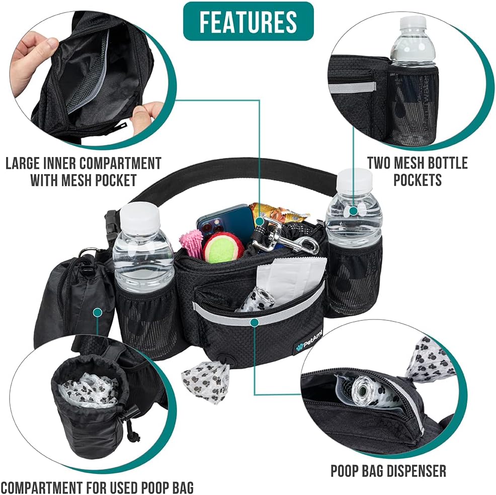 Close up of PetAmi built in pet poop bag dispenser feature