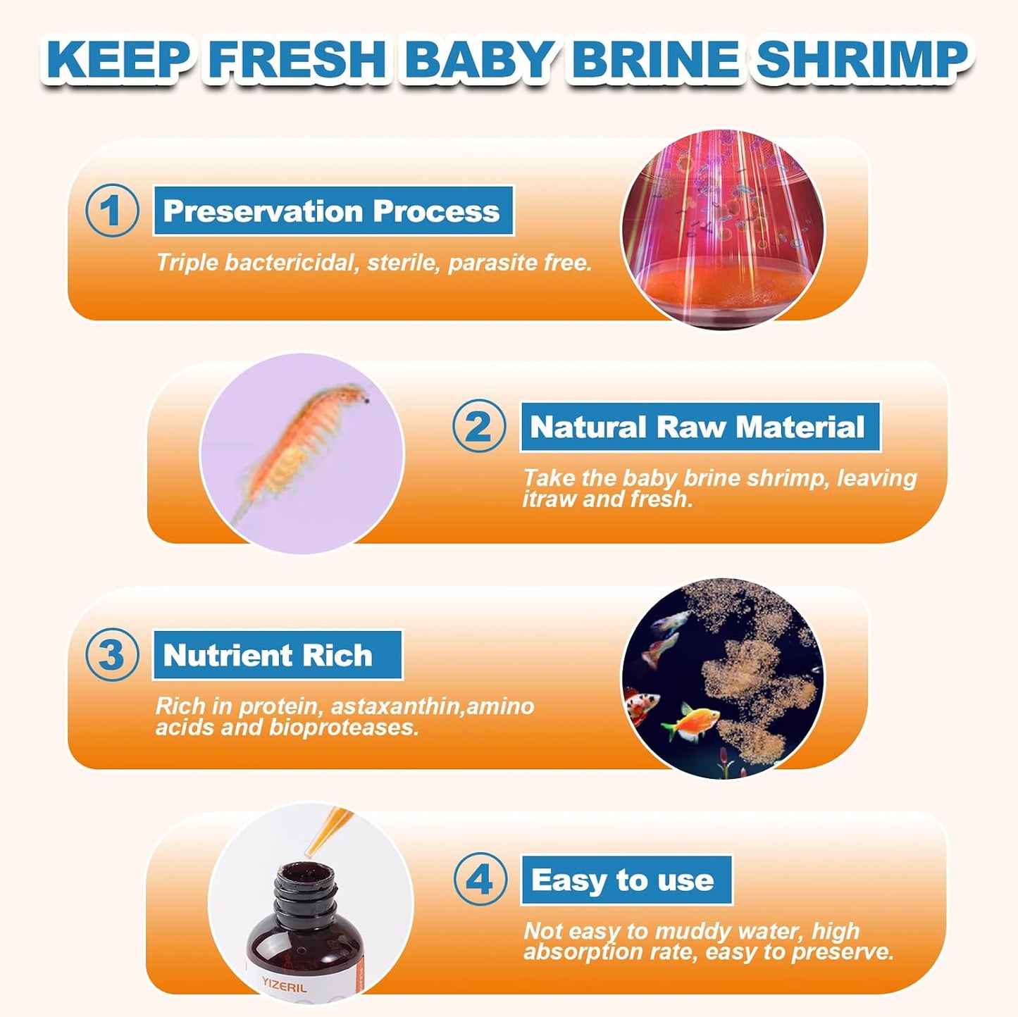 Triple sterilized premium aquarium starter food with astaxanthin for color enhancement
