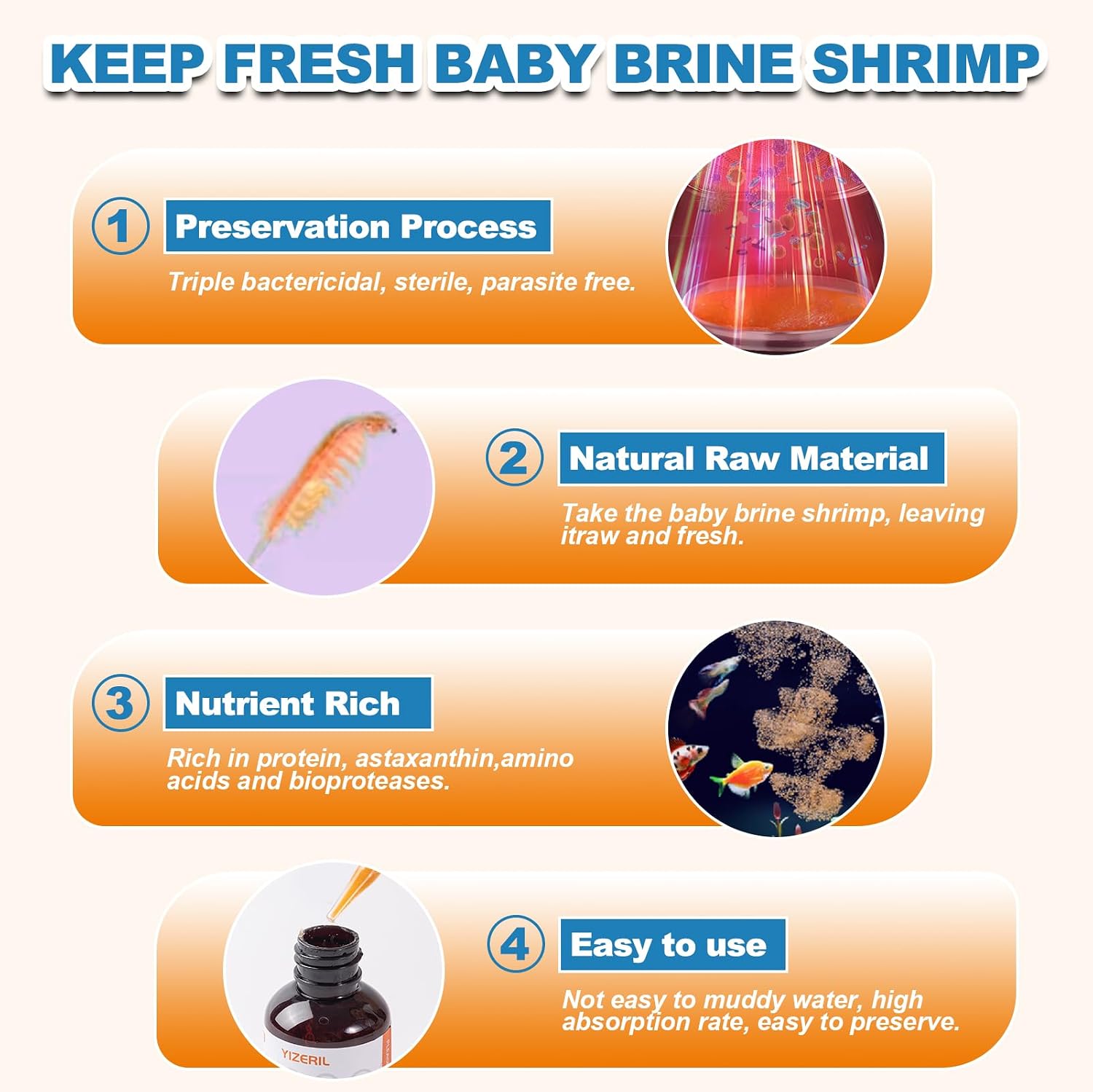 Triple sterilized premium aquarium starter food with astaxanthin for color enhancement