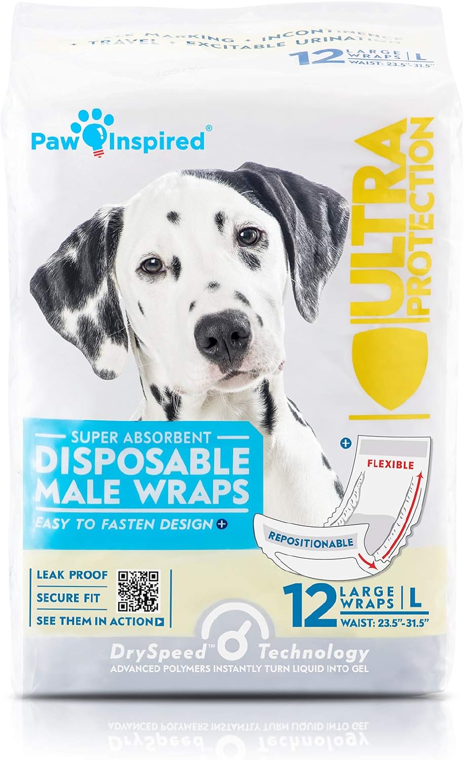 Paw Inspired Disposable Male Dog Wraps, Belly Band for Dogs | Disposable Dog Diapers | Belly Bands for Male Dogs (12 Count, X-Small) - Image 14
