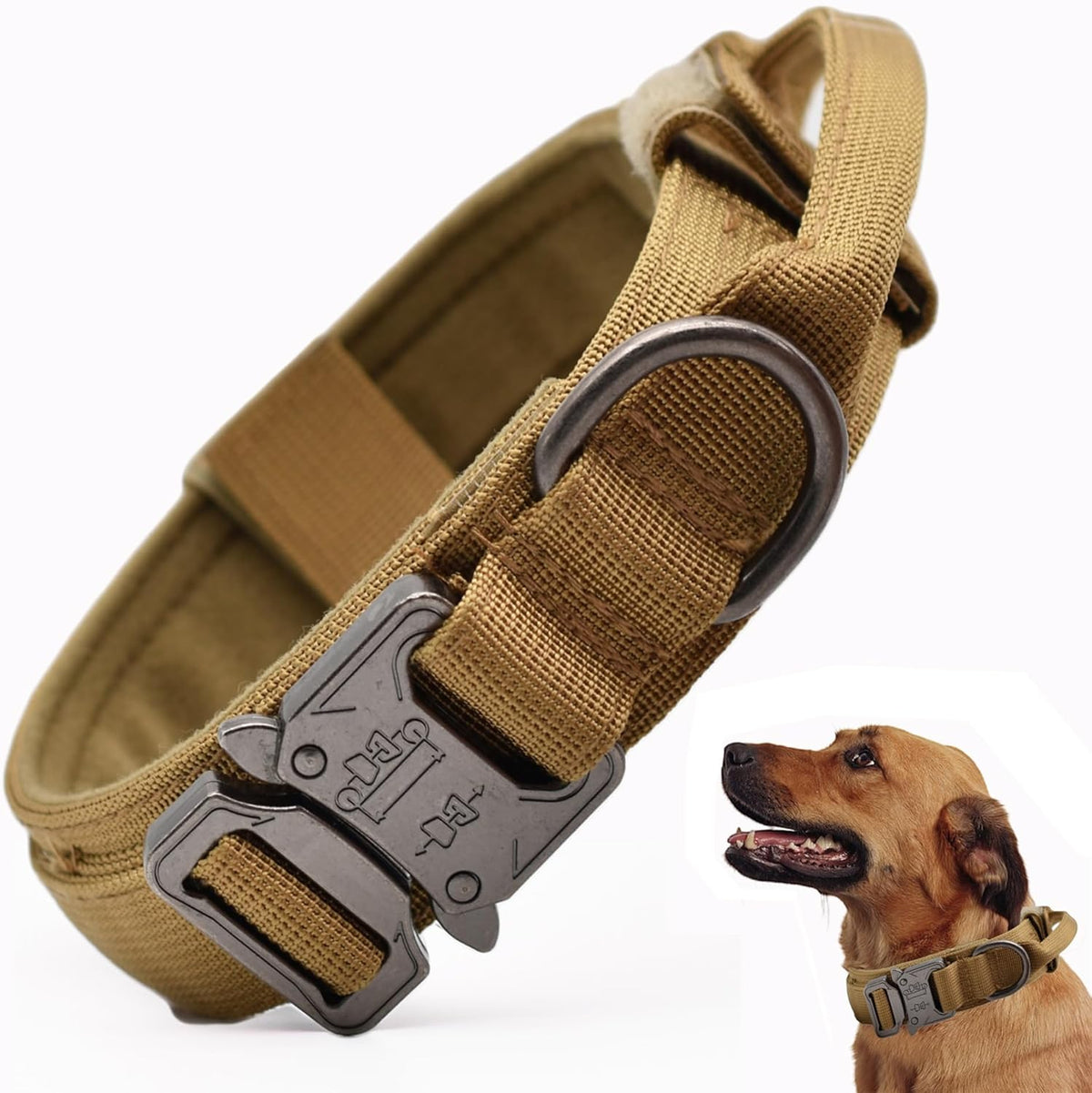Tactical Dog Collar, Adjustable Military Training Nylon Dog Collar with Control Handle and Heavy Quick-Release Metal Buckle for Small Medium Large Dogs, Black L - Image 12