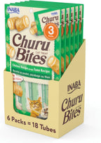 INABA Churu Bites for Cats, Soft/Chewy Baked Chicken Wrapped Churu Filled Cat Treats with Vitamin E, 0.35 Ounces per Tube, 18 Tubes Total (3 Tubes per Pack), Tuna with Salmon Recipe - Image 10