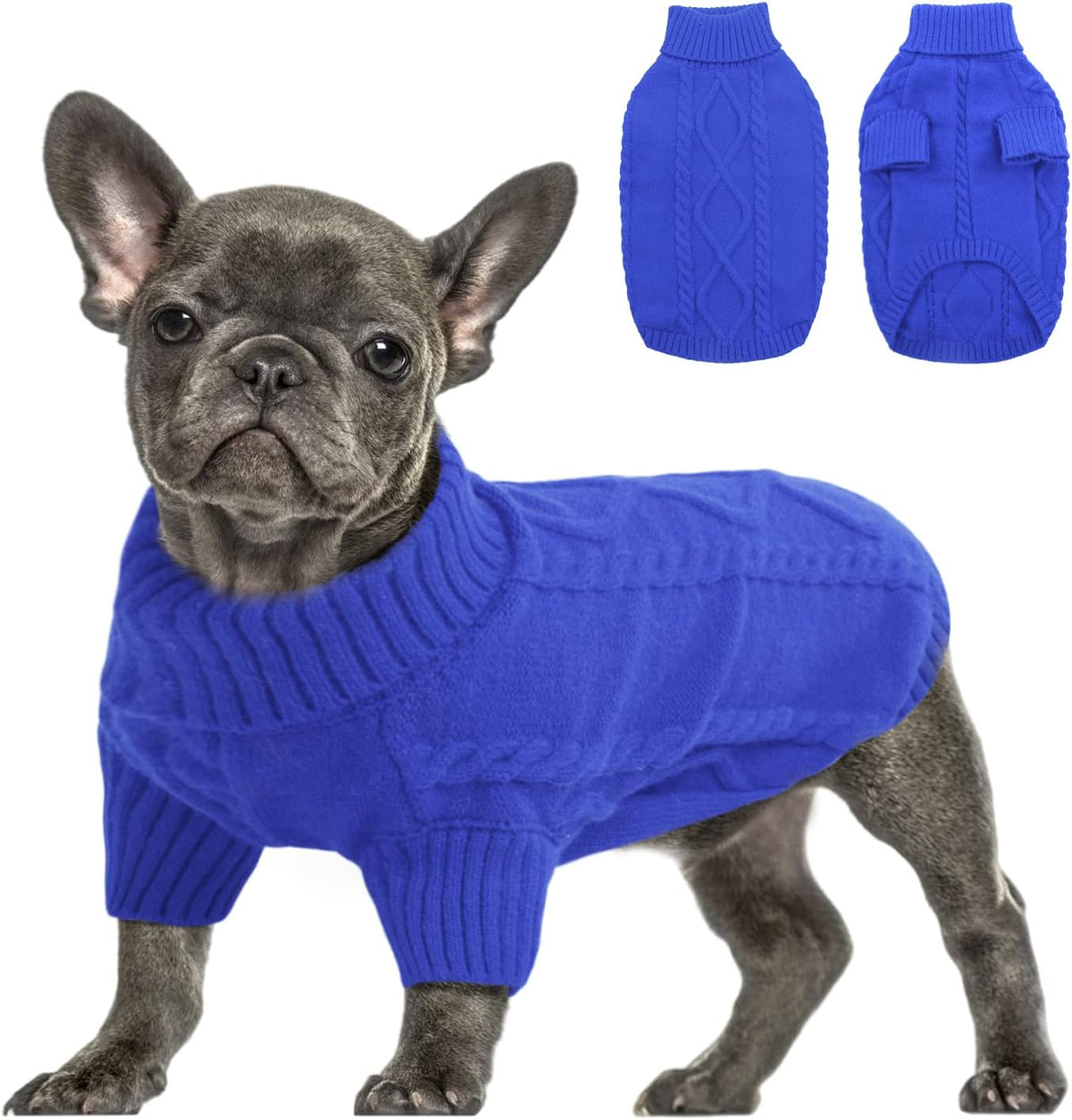 Queenmore Small Dog Pullover Sweater, Cold Weather Cable Knitwear, Classic Turtleneck Thick Warm Clothes for Chihuahua, Bulldog, Dachshund, Pug, Yorkie (Pink, Small) - Image 11