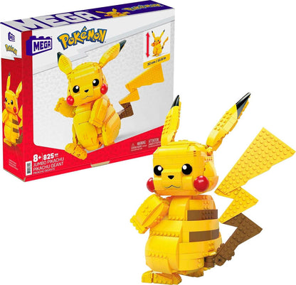 Mega Bloks MEGA PokÃ©mon Jumbo Pikachu building toys set front view showcasing the completed twelve inch poseable figure.