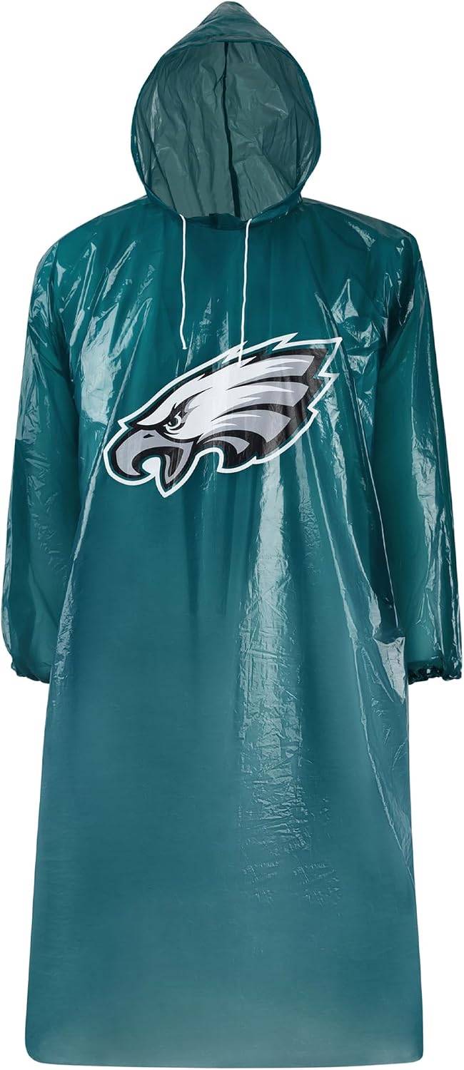 NFL Waterproof Rain Poncho for Adults, Sporty, Elastic Sleeves and Drawstring Hood, Unisex Rain Coat - Image 14