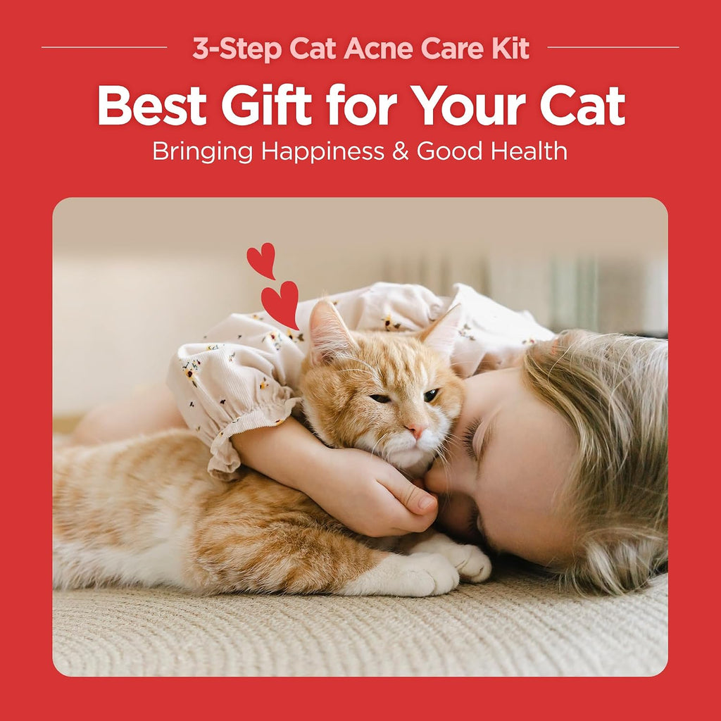 JAYU PET 3-Step Cat Acne Care Kit | Hypoallergenic Cleanser, Double-Sided Pads (30PCS), Soft Grooming Silicone Brush, For Feline Acne & Black Chin - Image 9