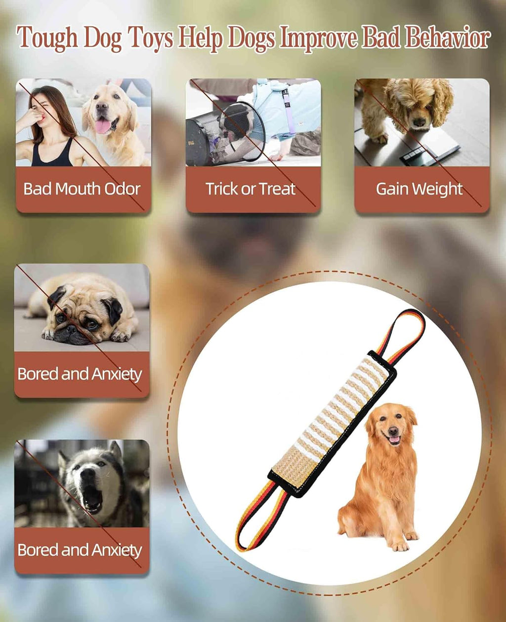 Clysoru dog bite pillow showing dual strong handles with integrated reflective stitching