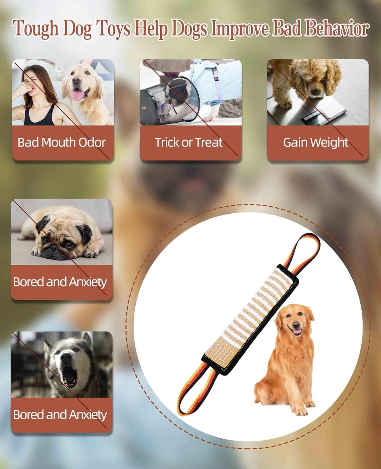 Clysoru dog bite pillow showing dual strong handles with integrated reflective stitching