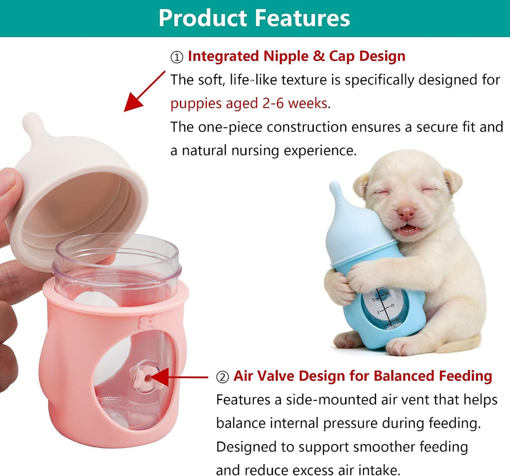 Anti choking valve pet nursing bottle for small puppies