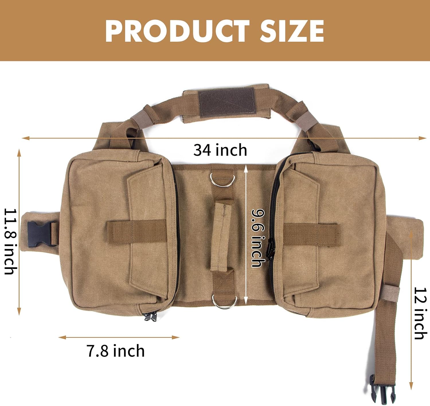 Horse dog camping vest showing mesh lining and metal D ring