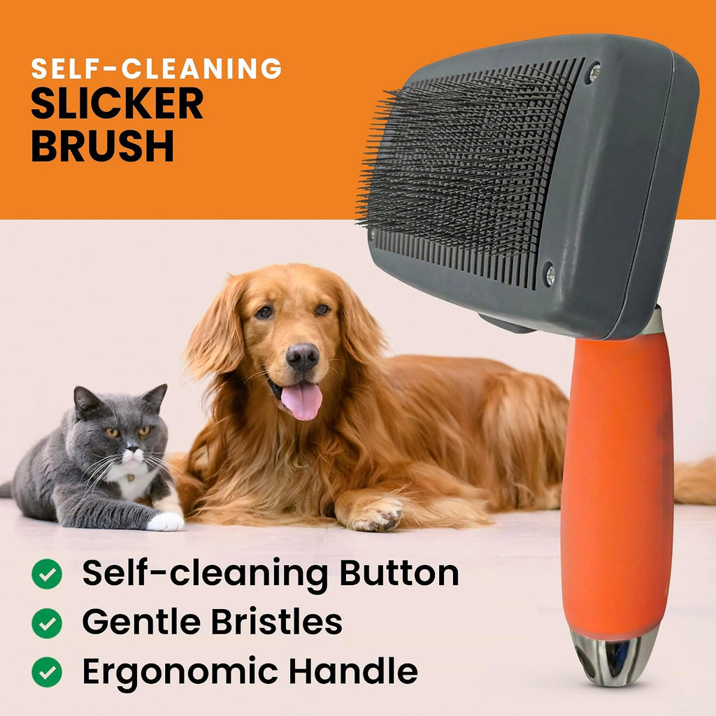 Undercoat deshedding tool for dogs and cats with retracted pin cleaning mechanism