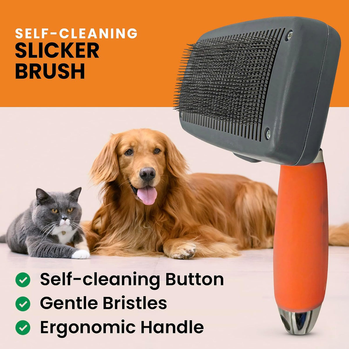 Undercoat deshedding tool for dogs and cats with retracted pin cleaning mechanism