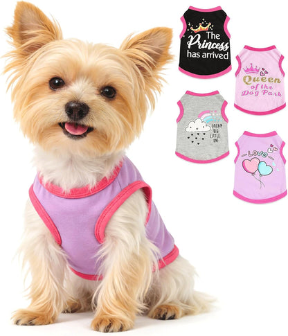 4 Pieces Dog Clothes for Small Dogs Boy Dog Shirt Puppy Clothes for Chihuahua Yorkie Soft Cute Pattern Pet Cat Clothing Black Grey Red Green XXS~M (XXSmall) - Image 9