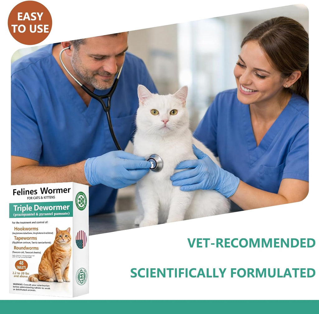 Vetraw forty-eight count broad spectrum pet parasite control tablets for multi-cat households