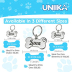 Personalized cat and dog identity tag in small size for comfortable pet wear.