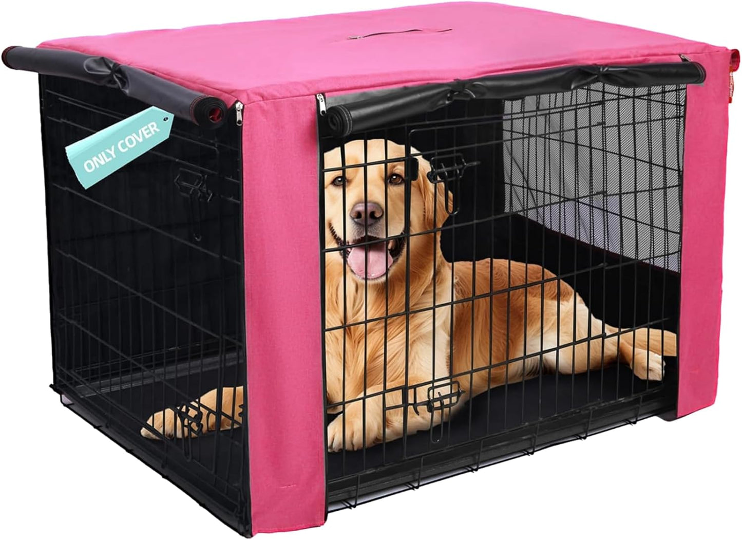 HiCaptain Dog Crate Cover 36.0" L x 23.0" W x 25.0" H with Breathable Mesh, Heavy Duty Kennel Cover, Dual Zippered Panels, Windproof Waterproof(Beige) - Image 15