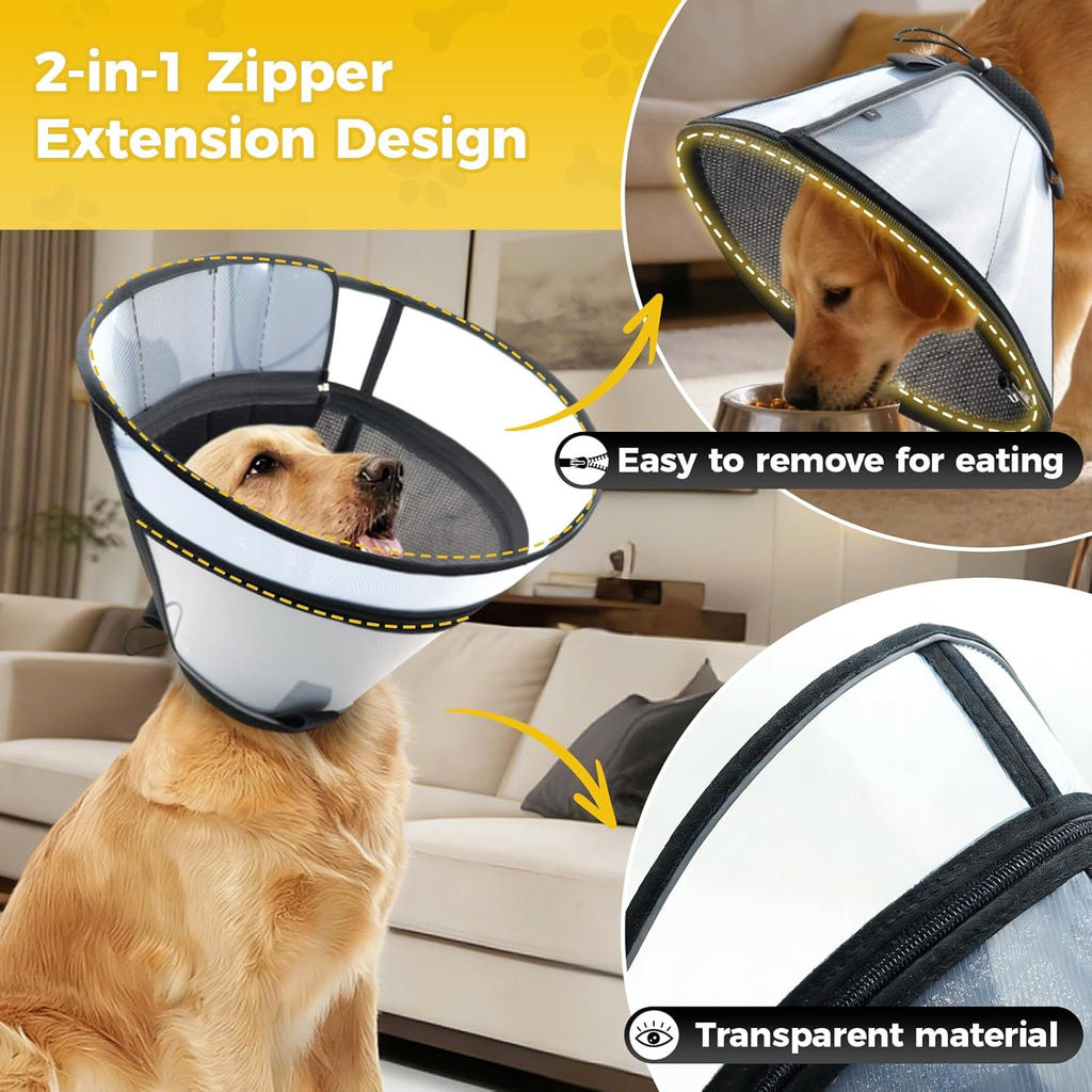 Transparent dog recovery collar for large dogs