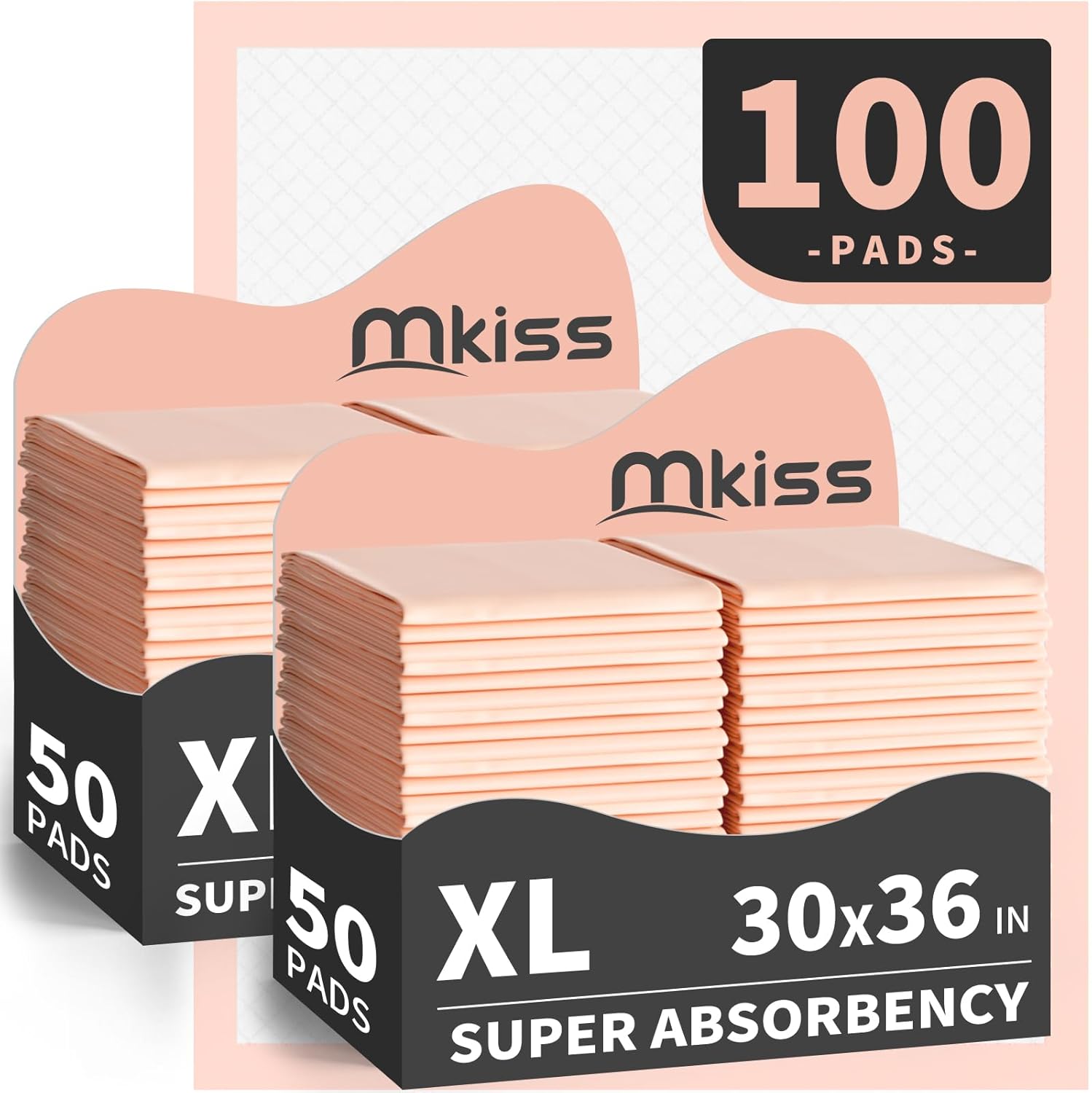 Mkiss disposable bed pads 100 count packaging front view
