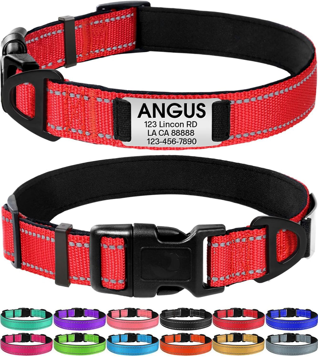 Joytale Personalized Dog Collars with Engraved Name Plate, Silent No Jingle Custom Nylon Collar with Fixed ID Tag, Reflective Soft Neoprene Padded Breathable for Medium Dogs, Hotpink - Image 13