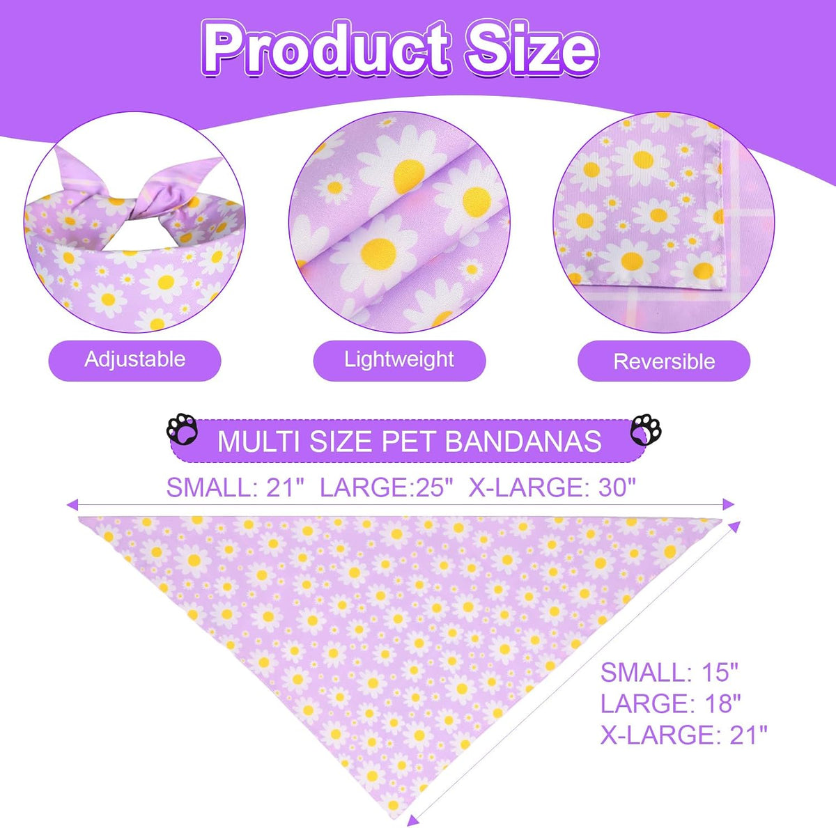 Durable polyester triangle bib for puppies in purple and pink