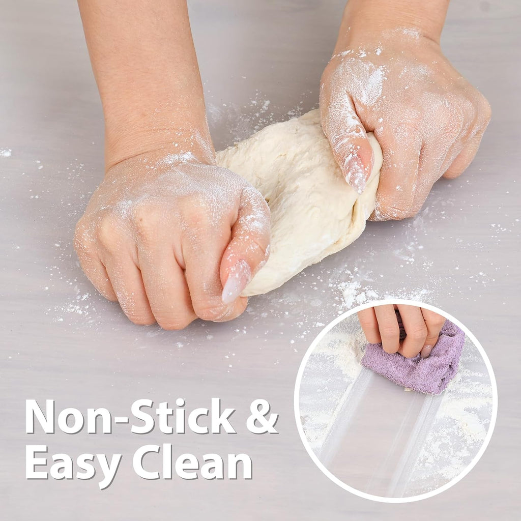 Folksy Super Kitchen non slip silicone placemat being washed under running water to show easy cleaning.