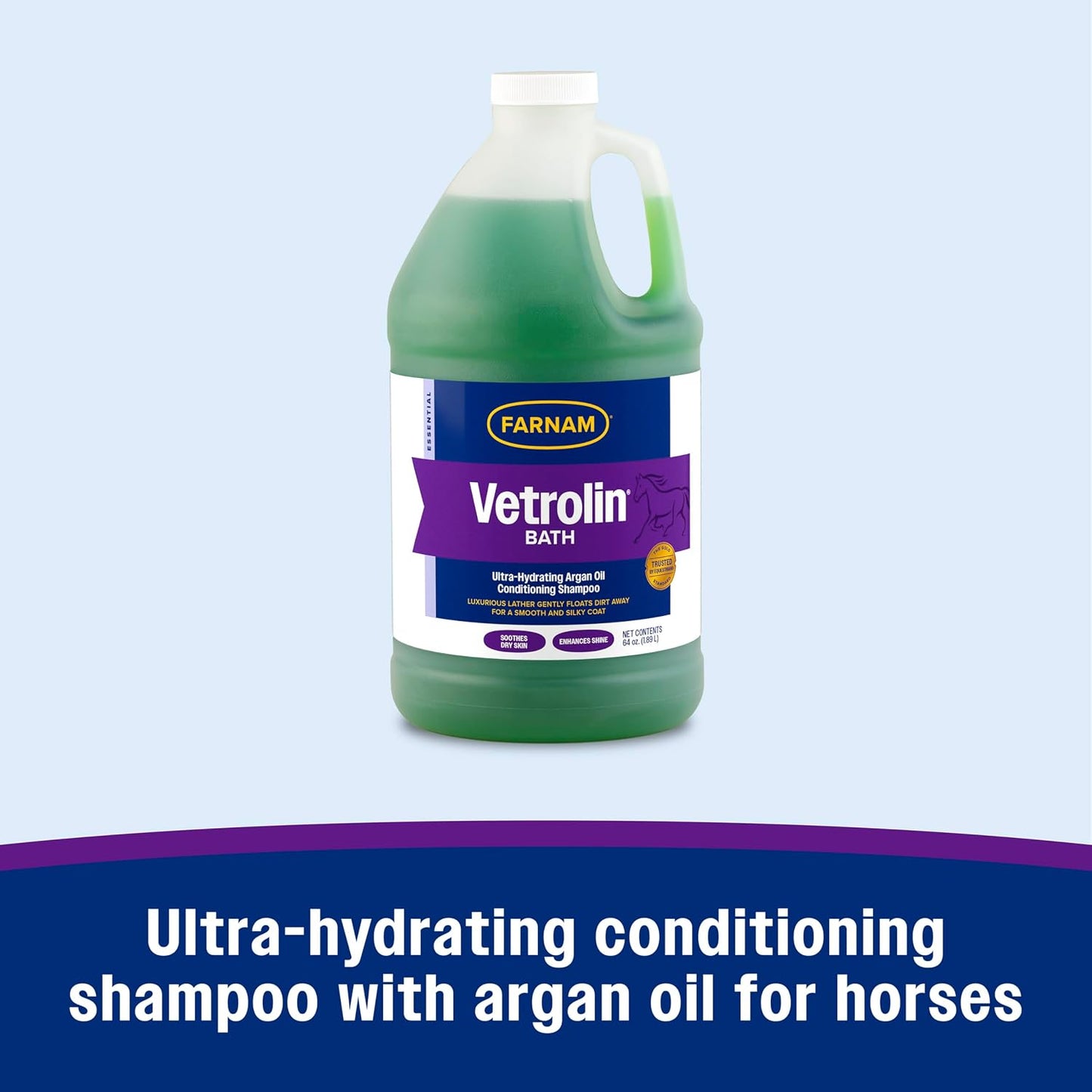 Farnam Vetrolin Bath, Ultra-Hydrating Argan Oil Conditioning Shampoo, Enhances Shine, Soothes Dry Skin, for Horses and Dogs, 64 oz. - Image 3