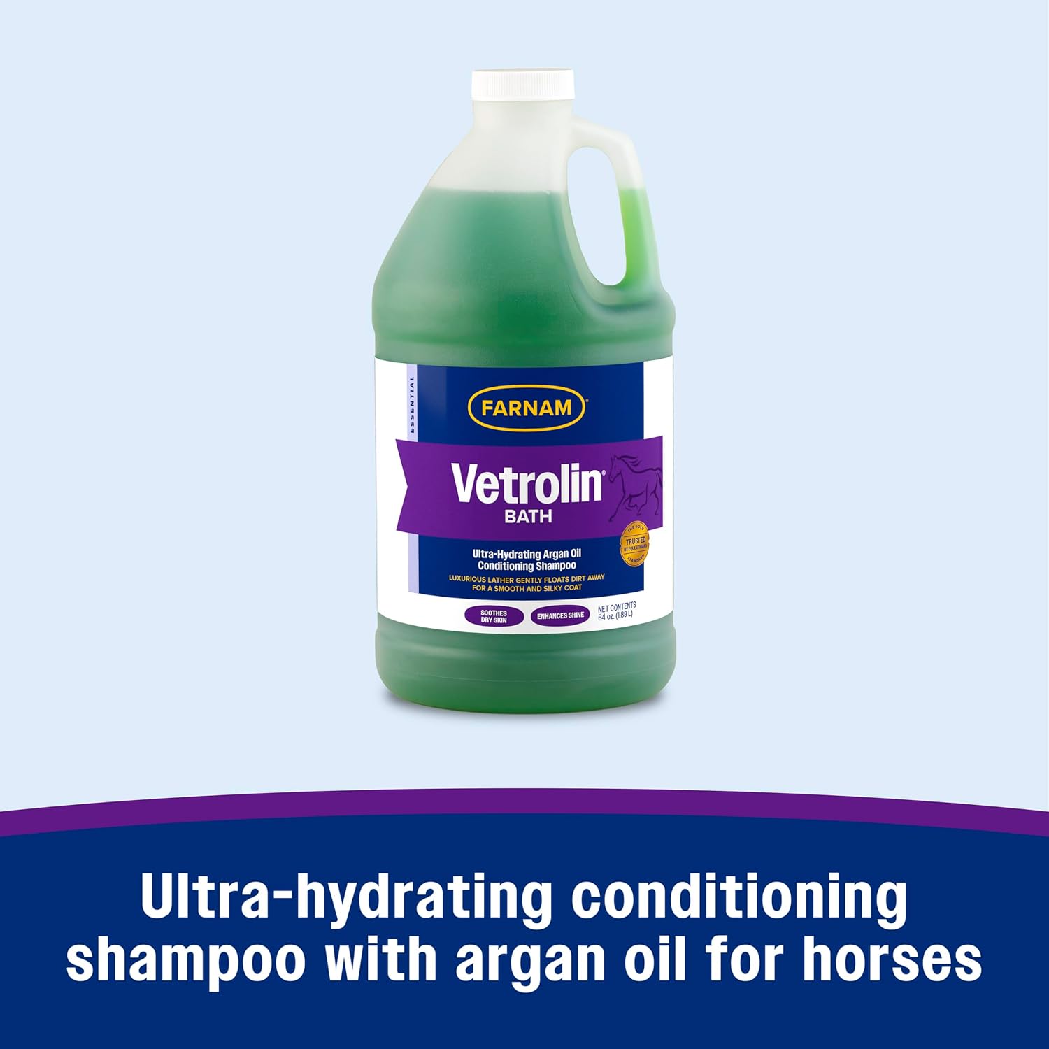 Farnam Vetrolin Bath, Ultra-Hydrating Argan Oil Conditioning Shampoo, Enhances Shine, Soothes Dry Skin, for Horses and Dogs, 64 oz. - Image 3