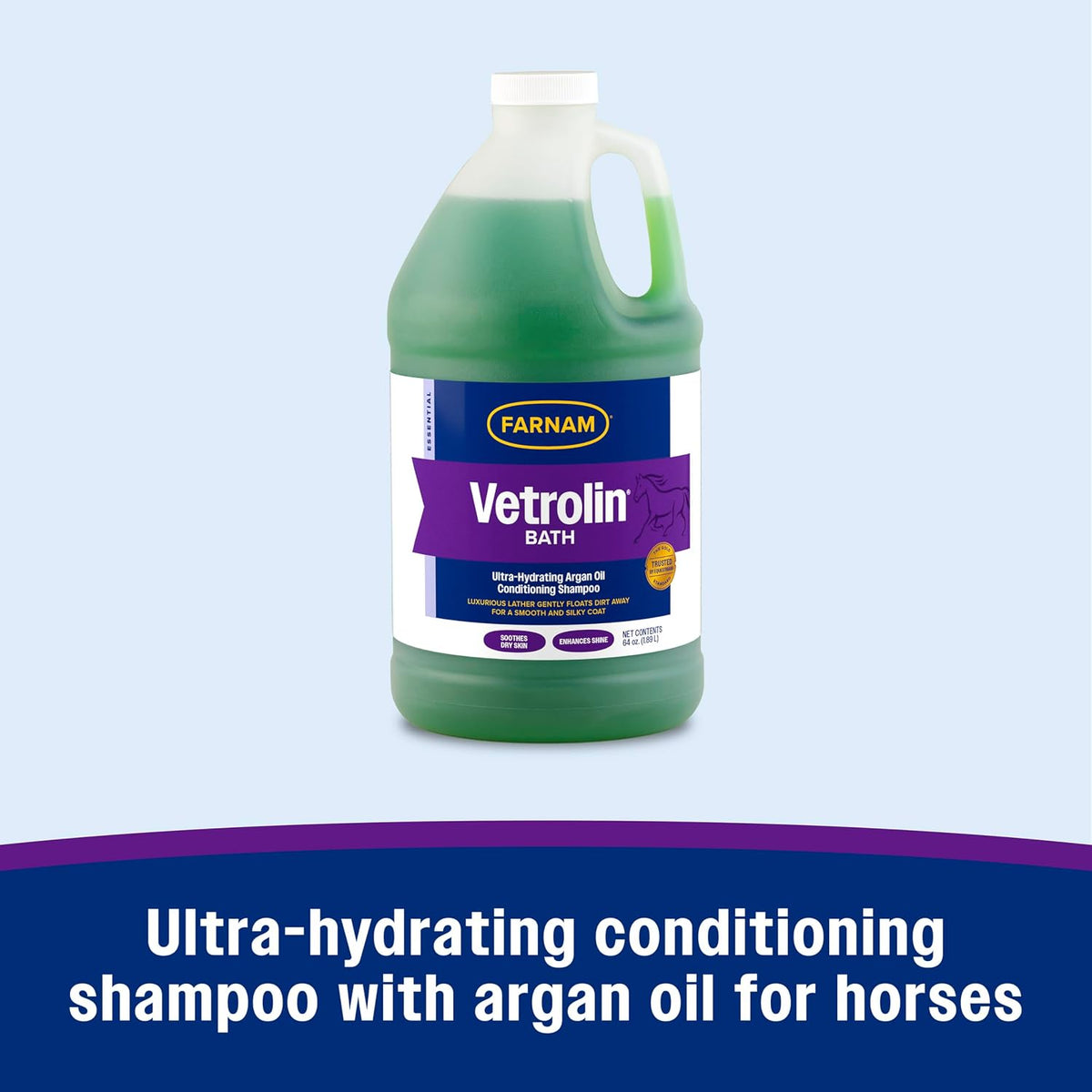 Farnam Vetrolin Bath, Ultra-Hydrating Argan Oil Conditioning Shampoo, Enhances Shine, Soothes Dry Skin, for Horses and Dogs, 64 oz. - Image 3
