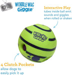 Green interactive giggle ball for small and large dog breeds