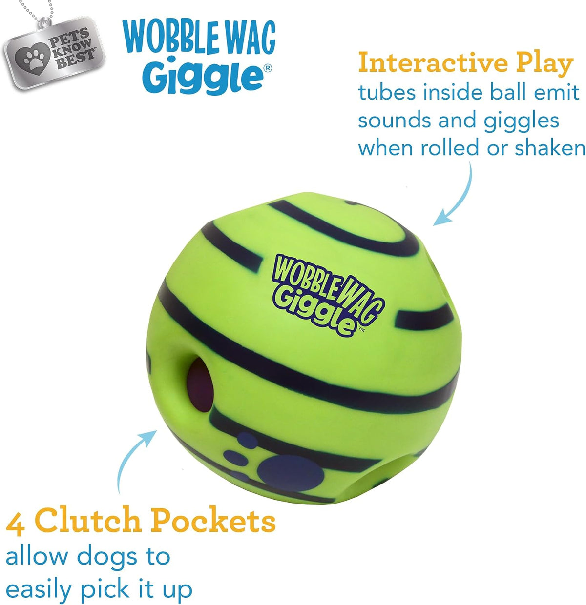 Green interactive giggle ball for small and large dog breeds