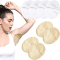 Hercicy reusable underarm sweat pads front view showcasing 4 pairs in nude and white