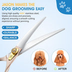 JASON professional pet trimming scissors curved blade detail view