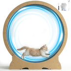 POLAHAKU Cat Exercise Wheel 48 Inch front view of natural wood indoor treadmill
