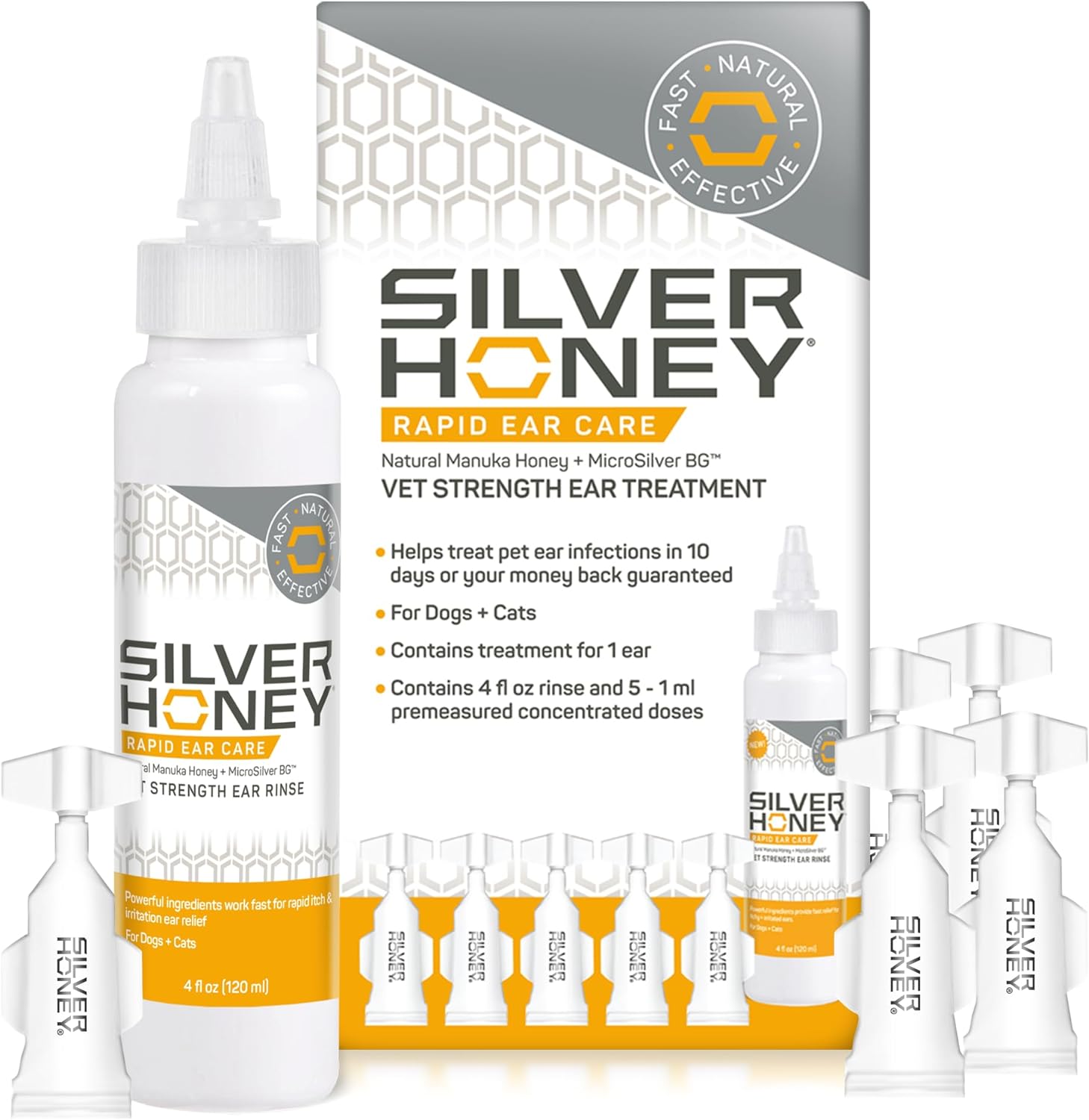 Absorbine Silver Honey Rapid Ear Care treatment kit front view