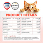 Authentic imported USA cat vitamins container highlighting the salmon flavor label graphics.