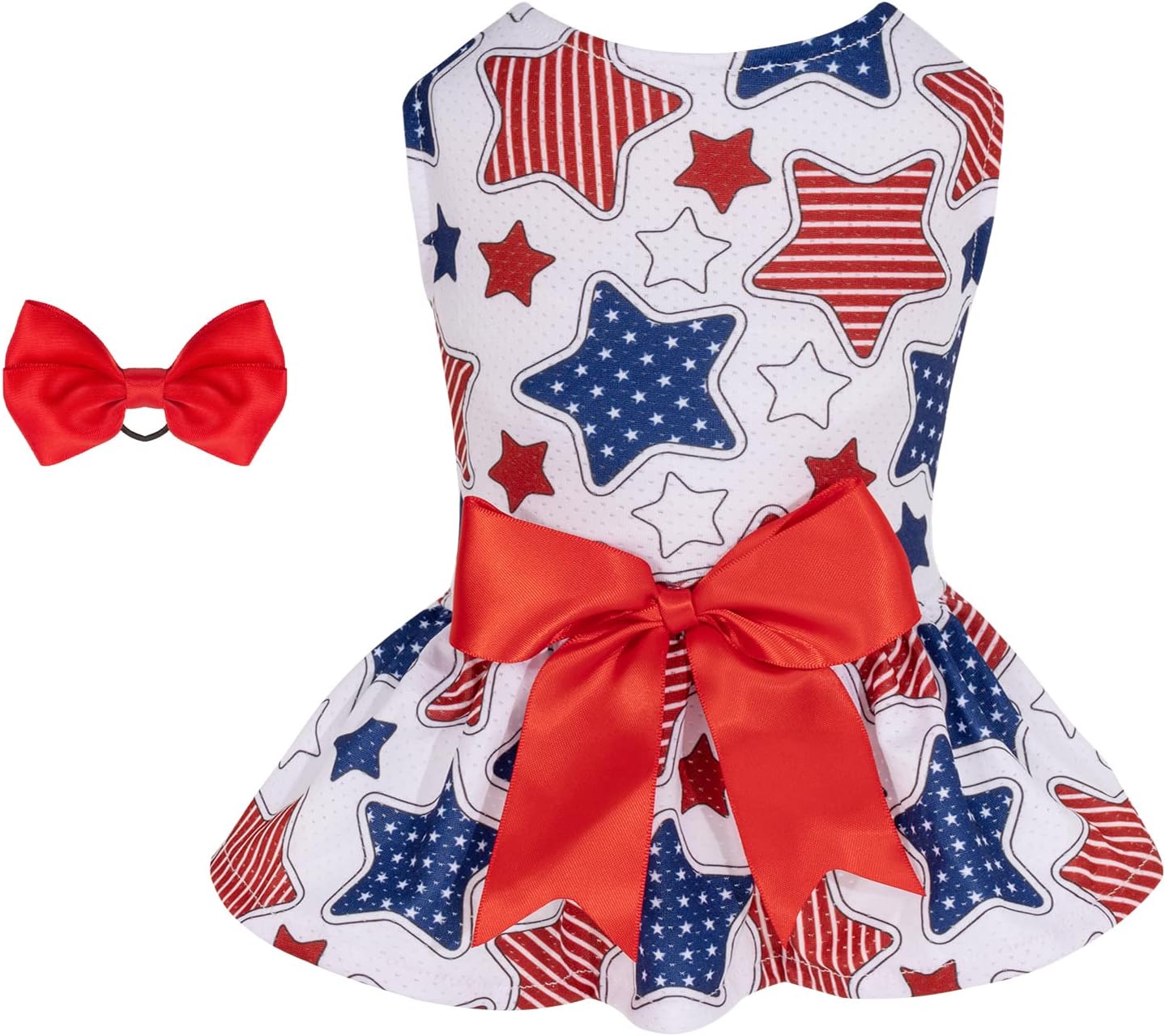 CuteBone dog mesh dress front view featuring festive star patterns
