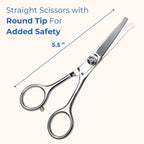 Freshly Bailey round tip dog shears for safe at home pet fur trimming