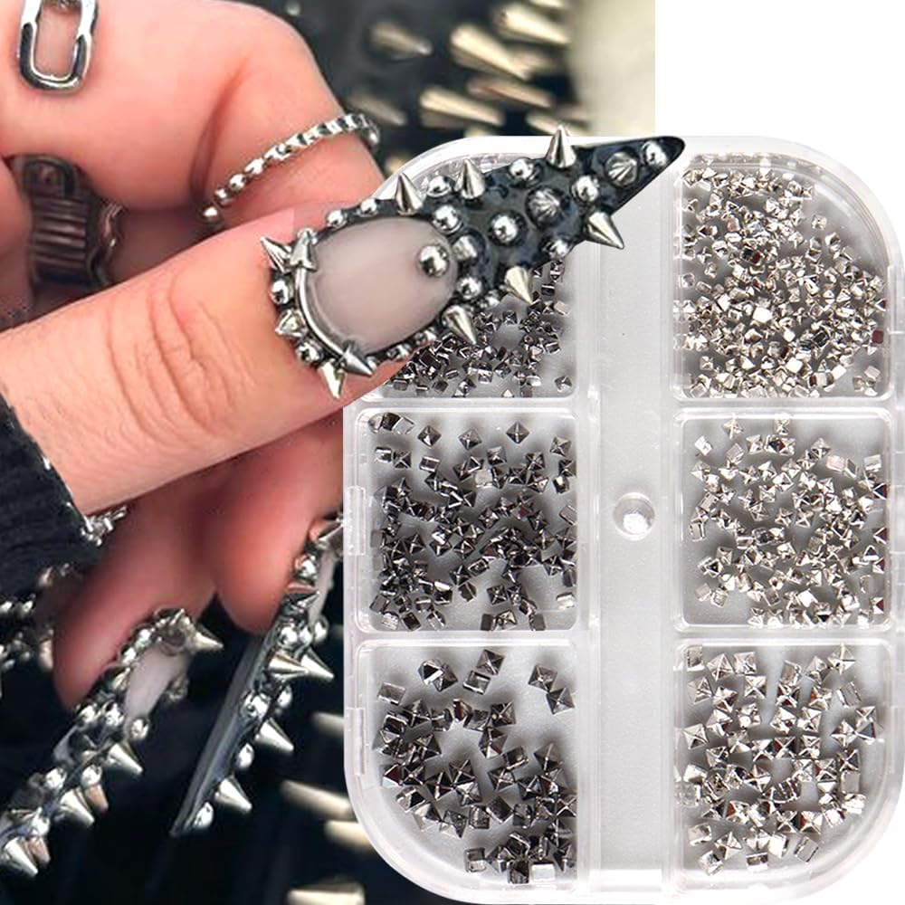Jaliya 6-grid metal rivet nail charms set front view