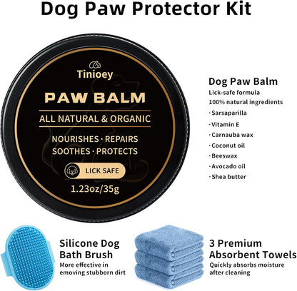 Tinioey muddy paw washer kit with three absorbent towels and balm