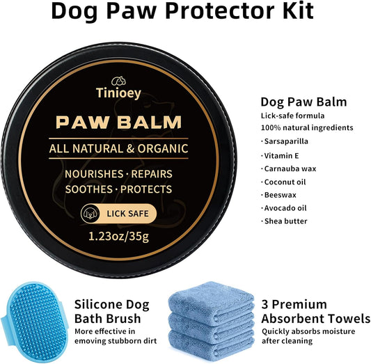 Tinioey muddy paw washer kit with three absorbent towels and balm