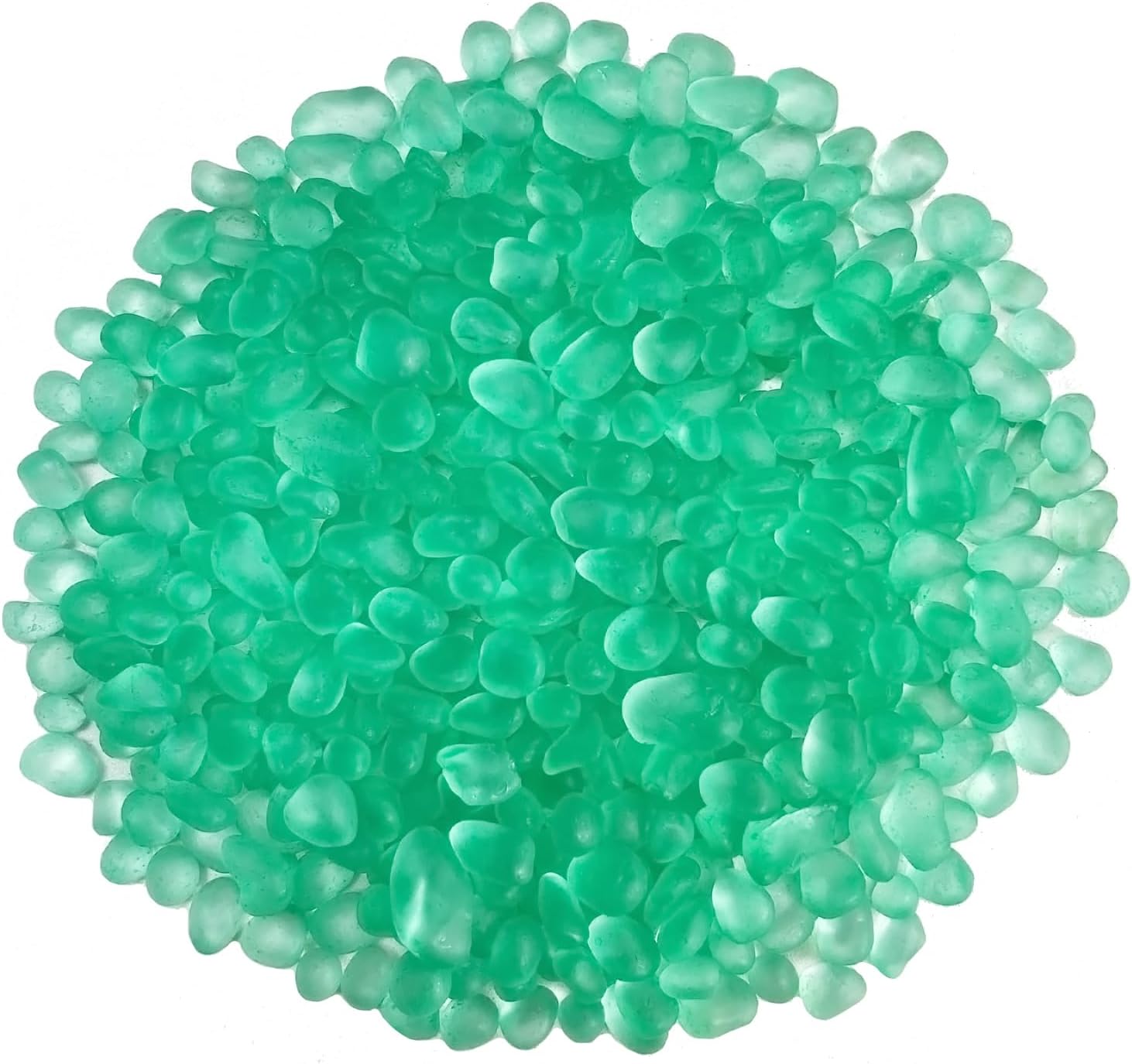 Atoplutly peppermint green aquarium glass stones pack front view showcasing shiny tumbled pebbles for fish tank decoration