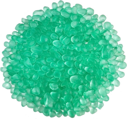 Atoplutly peppermint green aquarium glass stones pack front view showcasing shiny tumbled pebbles for fish tank decoration