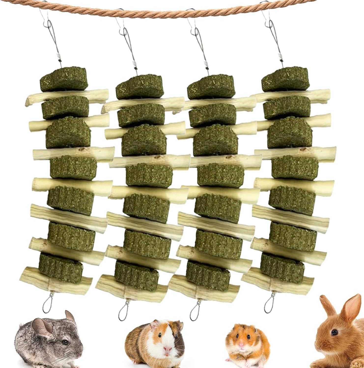 kathson Guinea Pig Treats Hanging Bunny Chew Toys for Teeth Grinding, Organic Bamboo Sticks Natural Rabbit Enrichment Toys for Small Animals Hamster Chinchilla 2 Pack - Image 11