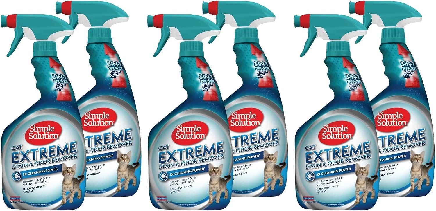 Simple Solution Extreme Cat Stain Eliminator for Strong Odor, Pet Odor Eliminator for Home, Stain Remover for Cats, Kitten Essentials, Floor Cleaner, Urine Destroyer, Carpet Cleaner Spray, 32oz - Image 11