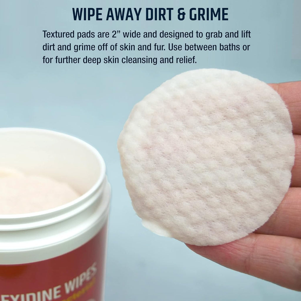 Close up of Pet MD 50 count pet cleansing wipes
