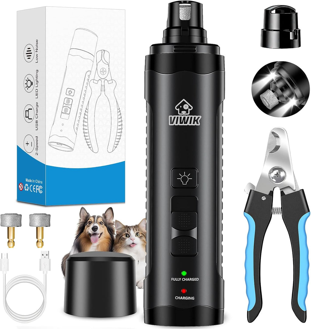 VIWIK Dog Nail Trimmers with Light, Cat Dog Nail Clippers, Dog Nail Grinder Quiet for Large Medium Small Dogs Paw & Cats Claw, Electric 2-Speed Pet Toenail Grooming Supplies, Gifts for Dog Lovers. - Image 10