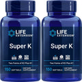 Life Extension Super K supplement bottles front view showcasing 150 softgels count.