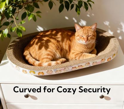 Three Spindro cat scratcher beds stacked for storage