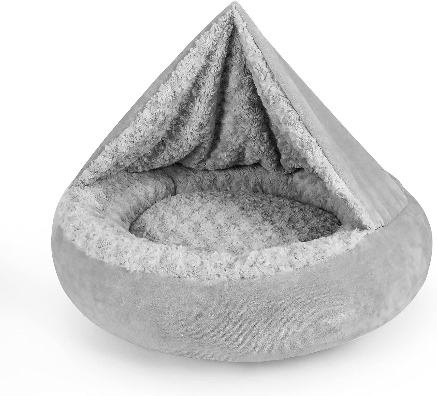 JOEJOY Small Dog Bed Cat Bed with Hooded Blanket, Cozy Cuddler Luxury Puppy Pet Bed, Donut Round Calming Anti-Anxiety Dog Burrow Cave Bed - Anti-Slip Bottom and Machine Washable 23 inch - Image 11